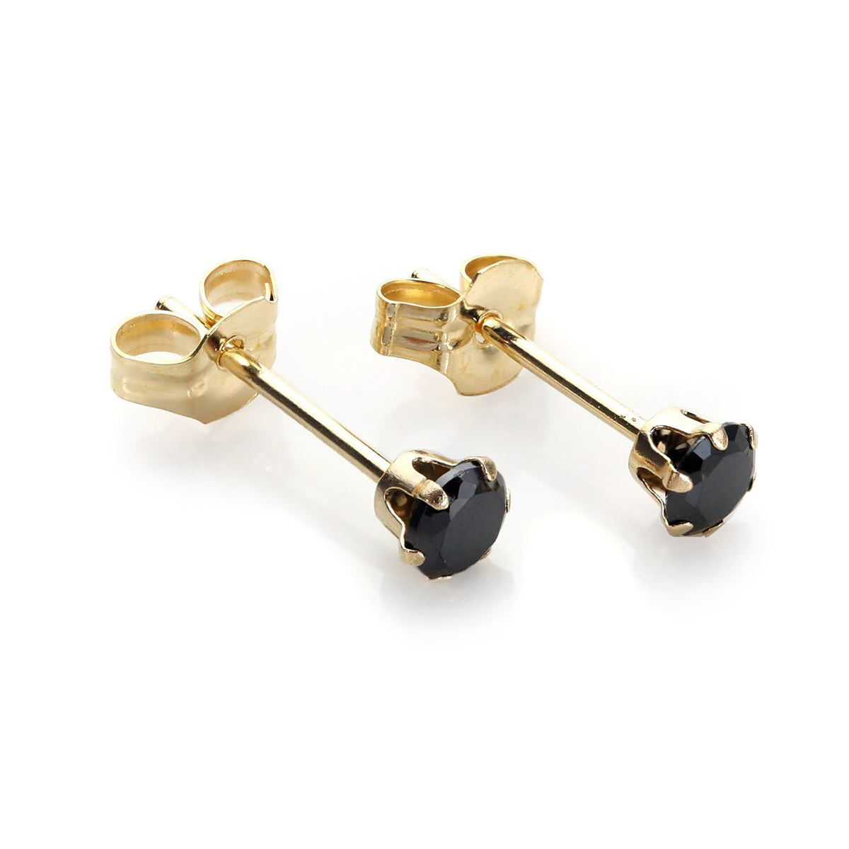 Boucles d'oreilles rondes en or jaune 9 carats avec cristaux de 3 mm