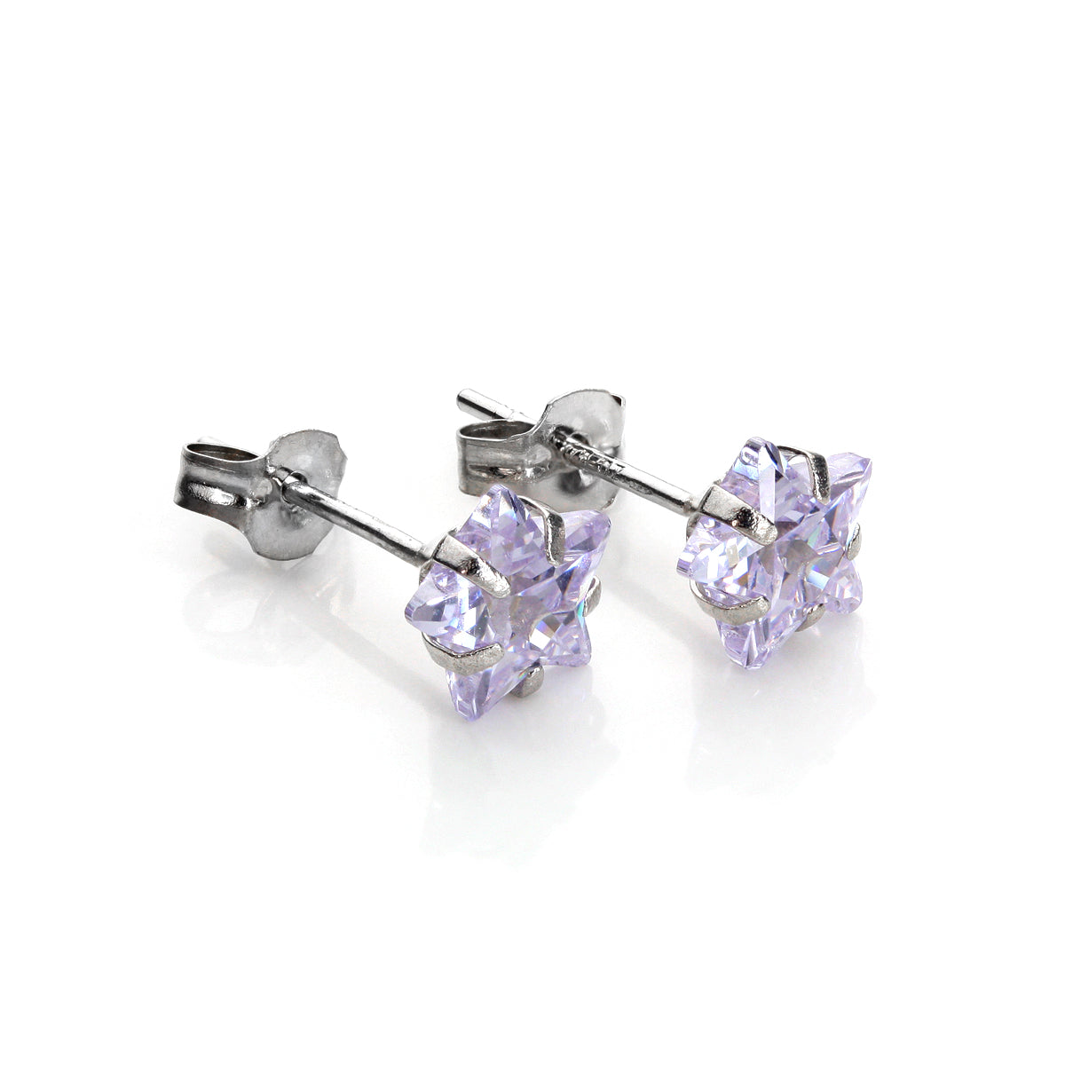 Boucles d'oreilles à tige en or blanc 9 carats, étoile de 6 mm