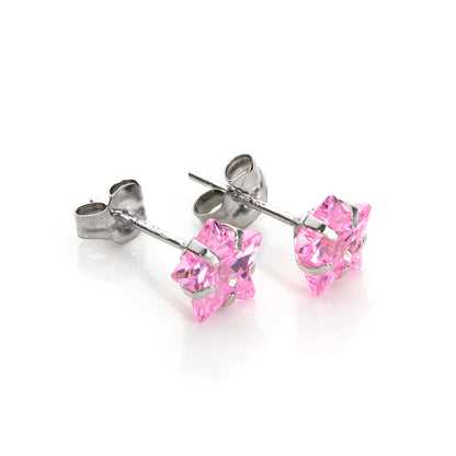 Boucles d'oreilles à tige en or blanc 9 carats, étoile de 6 mm