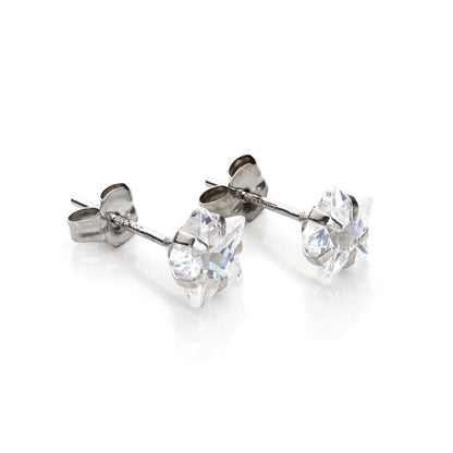 Boucles d'oreilles à tige en or blanc 9 carats, étoile de 6 mm