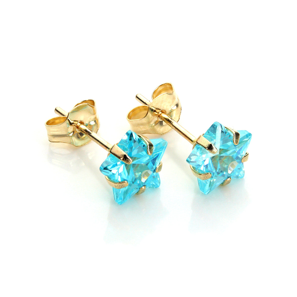 Boucles d'oreilles à tige en or jaune 9 carats avec cristaux de 6 mm et étoile