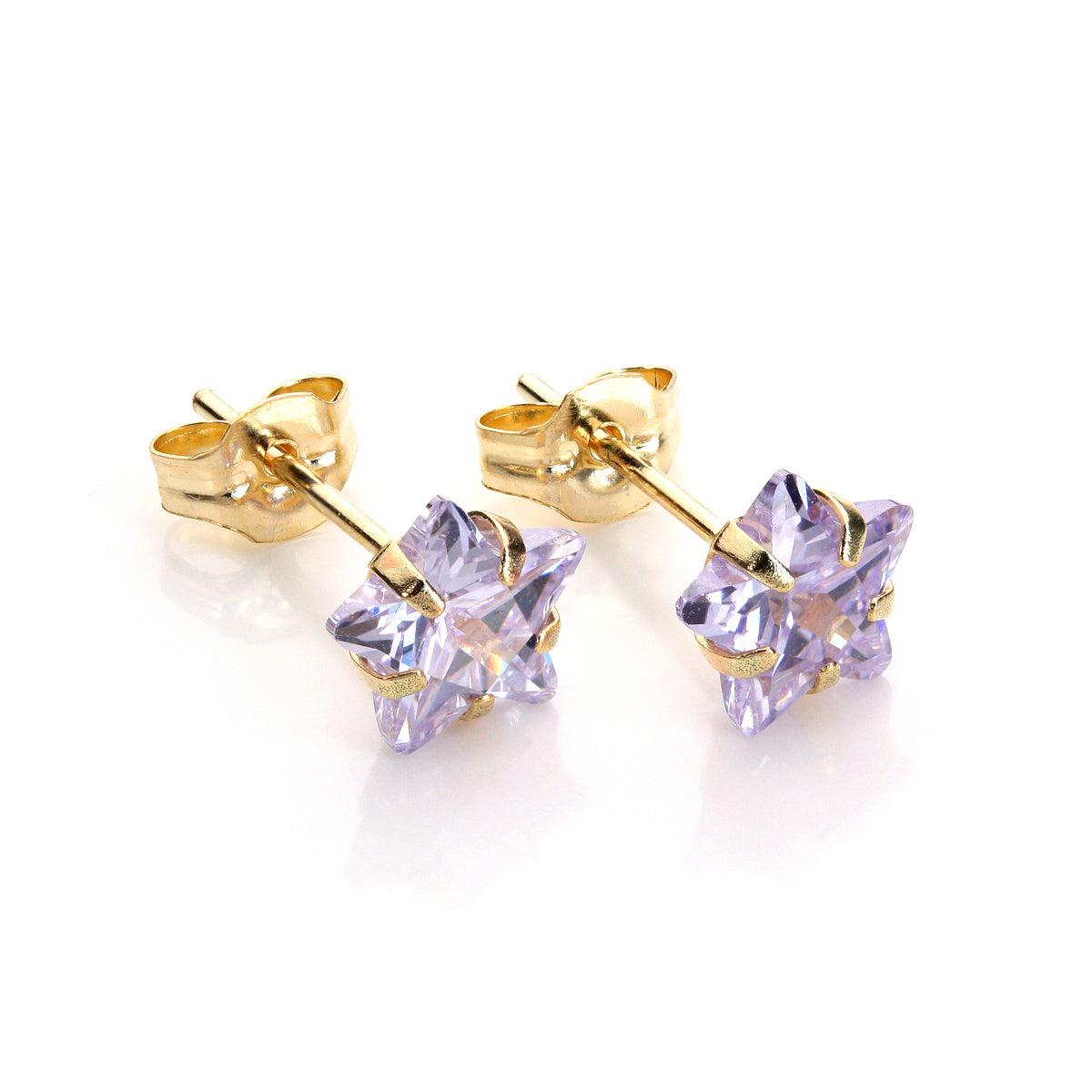Boucles d'oreilles à tige en or jaune 9 carats avec cristaux de 6 mm et étoile