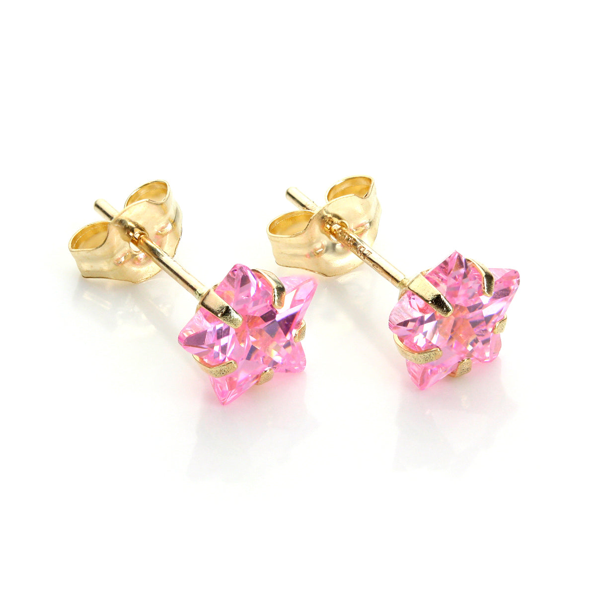 Boucles d'oreilles à tige en or jaune 9 carats avec cristaux de 6 mm et étoile