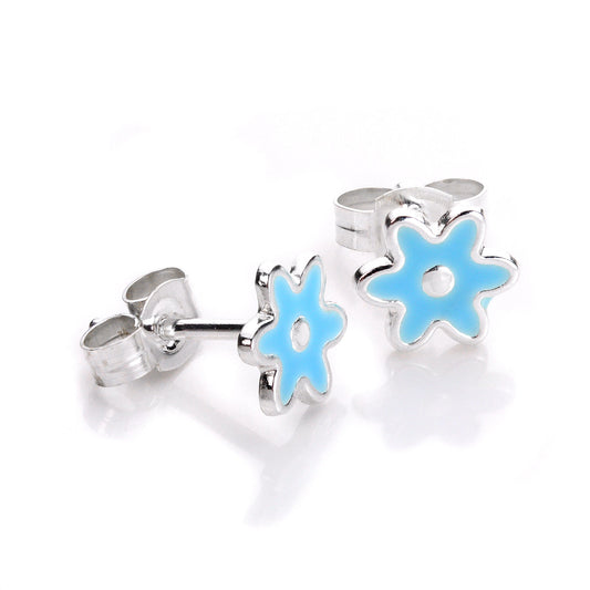 Boucles d'oreilles à tige en argent sterling avec fleurs émaillées