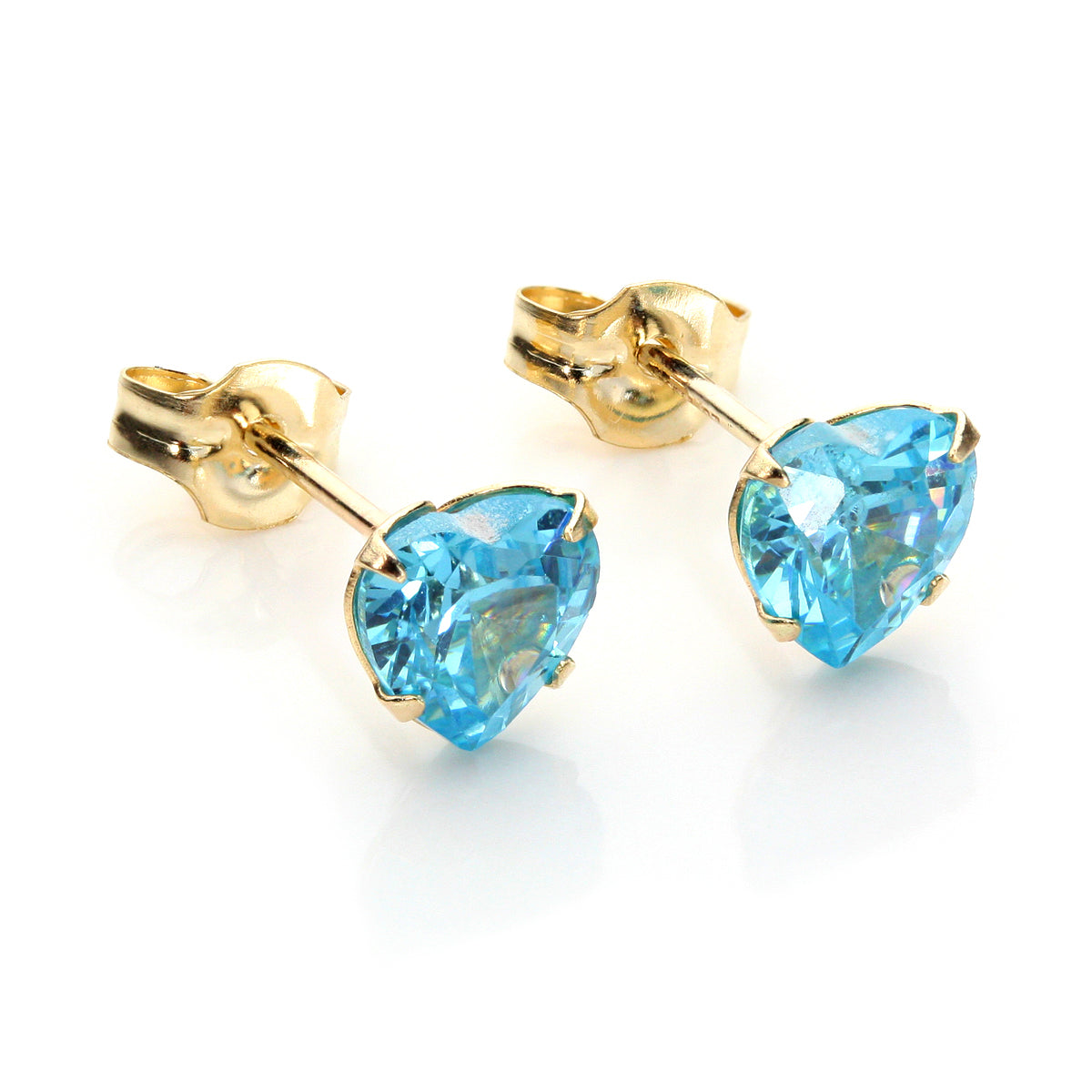 Boucles d'oreilles à tige en or jaune 9 carats avec zircones cubiques de 5 mm