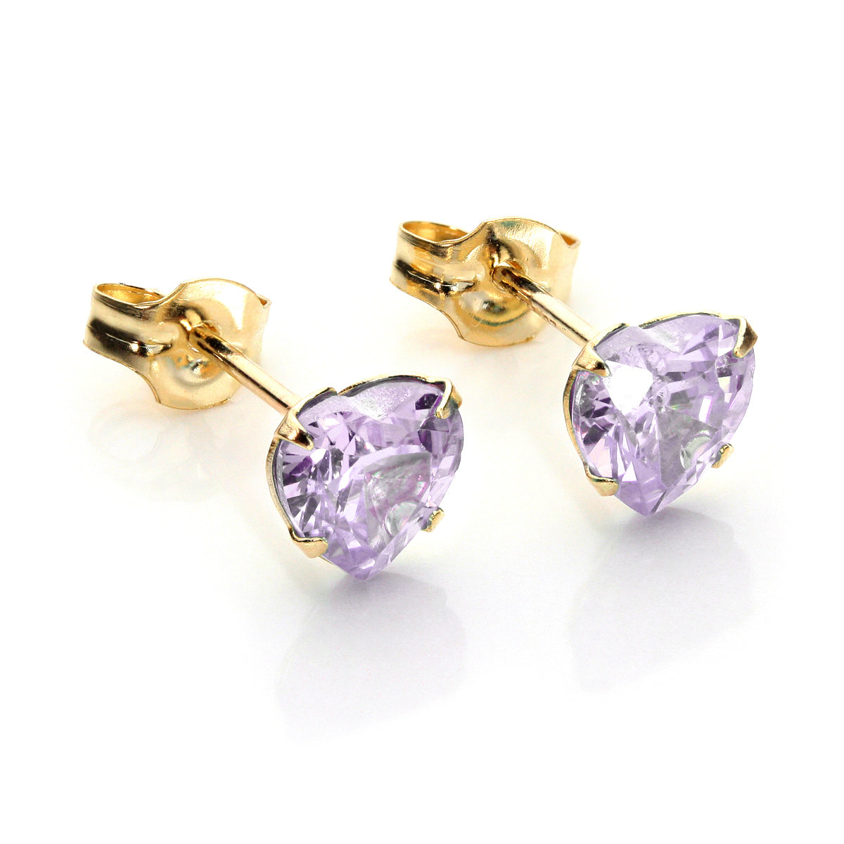 Boucles d'oreilles à tige en or jaune 9 carats avec zircones cubiques de 5 mm