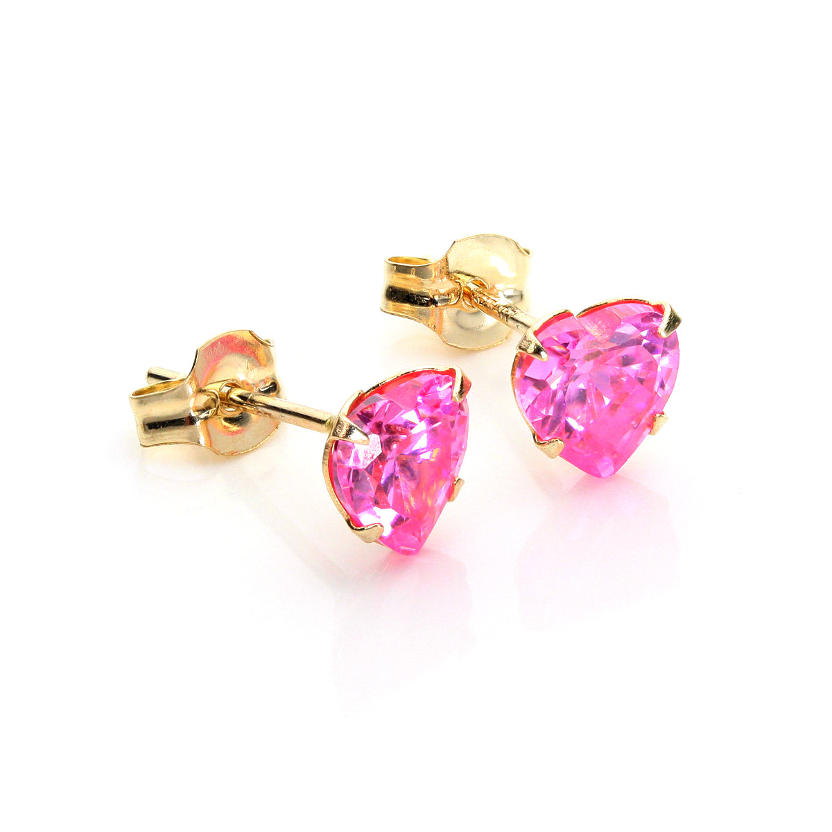 Boucles d'oreilles à tige en or jaune 9 carats avec zircones cubiques de 5 mm