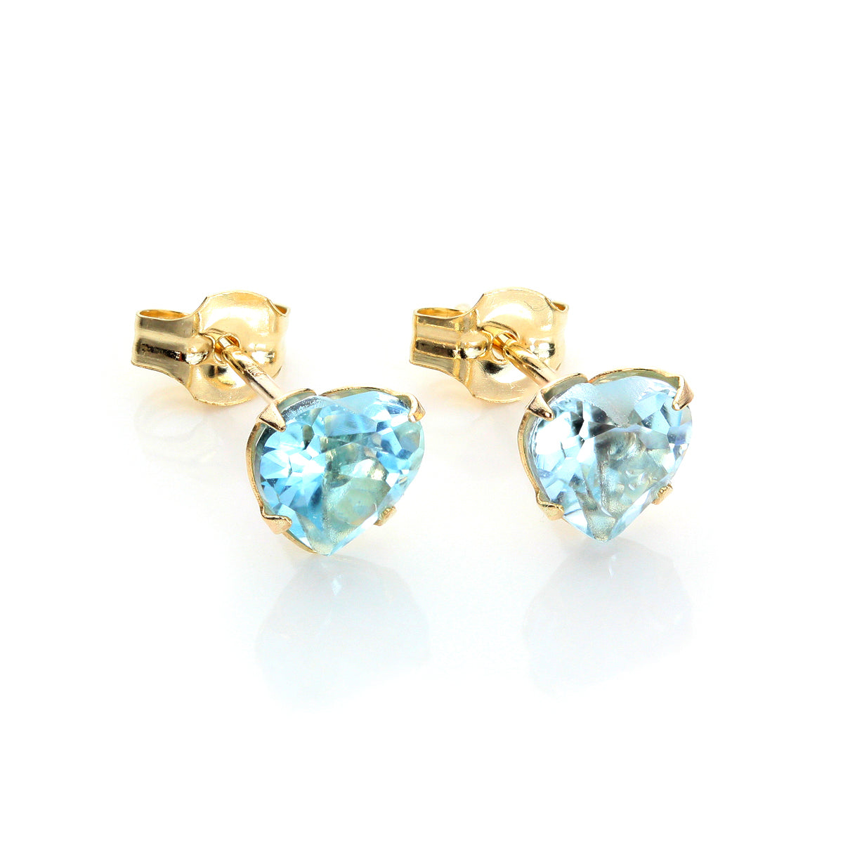 Boucles d'oreilles à tige en or jaune 9 carats avec topaze bleu ciel de 5 mm