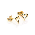 Boucles d'oreilles à tige en or jaune 9 carats avec petits cœurs percés