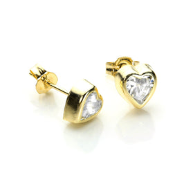 Boucles d'oreilles à tige en or jaune 9 carats avec zircones cubiques transparents de 5 mm