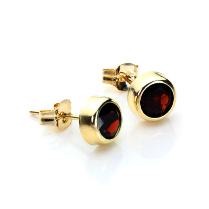 Boucles d'oreilles rondes en or jaune 9 carats avec zircones cubiques transparents de 5 mm