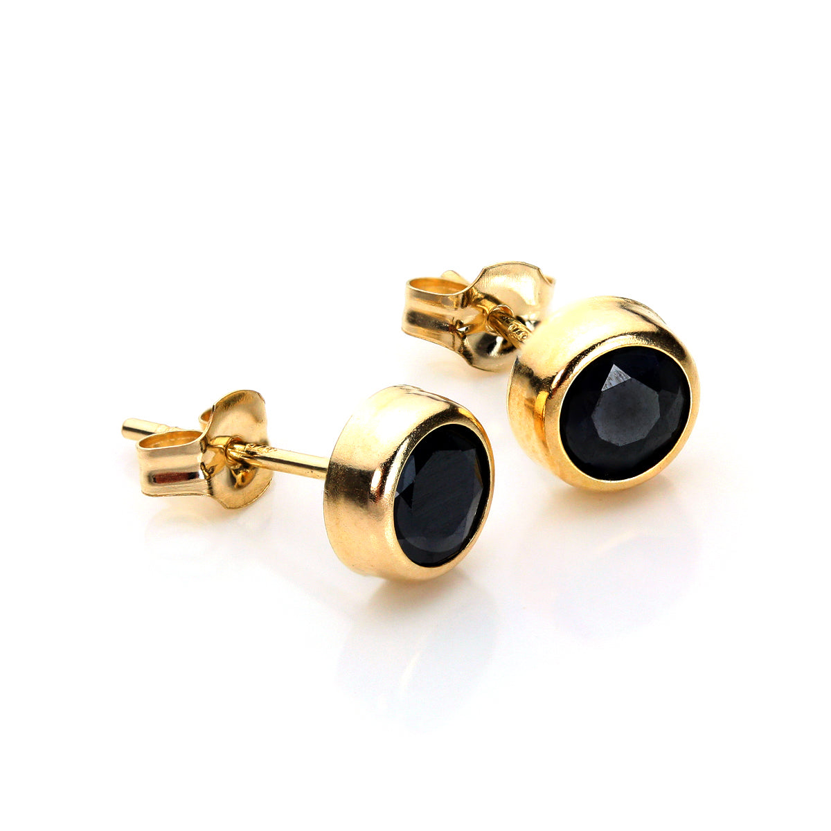 Boucles d'oreilles rondes en or jaune 9 carats avec zircones cubiques transparents de 5 mm