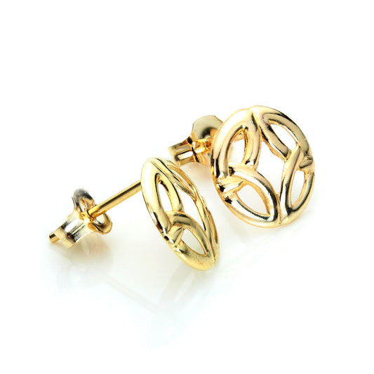 Boucles d'oreilles à tige rondes en or jaune 9 carats avec motif celtique