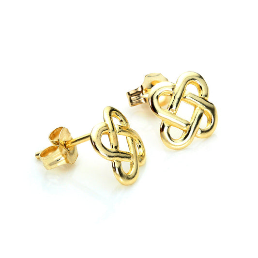 Boucles d'oreilles à tige carrées en or jaune 9 carats avec nœud celtique