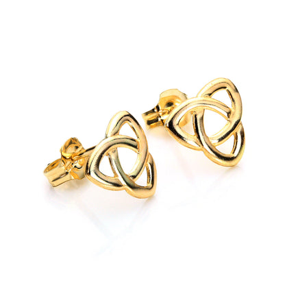 Boucles d'oreilles à tige en or jaune 9 carats avec nœud celtique triangulaire