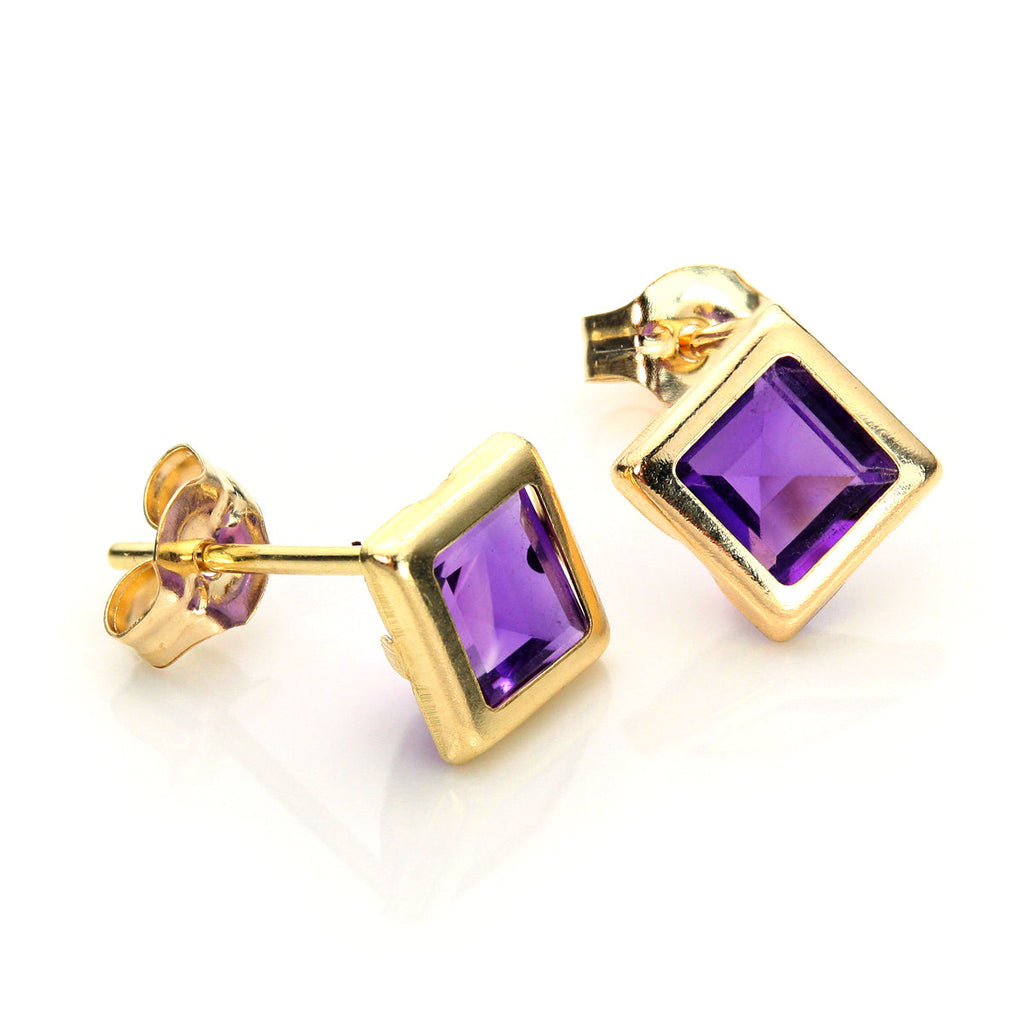 Boucles d'oreilles à tige en or jaune 9 carats avec pierres précieuses de 5 mm