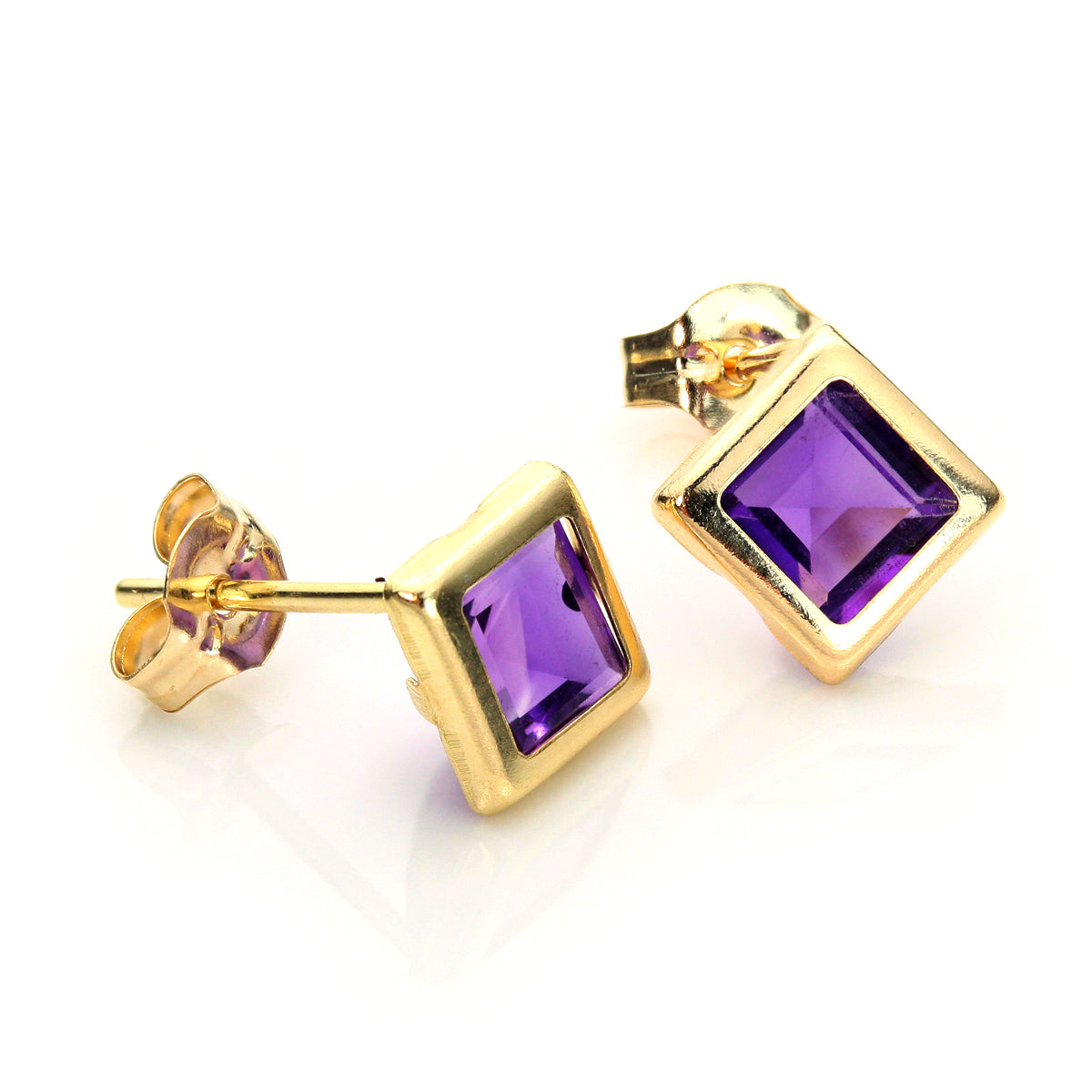 Boucles d'oreilles à tige en or jaune 9 carats avec pierres précieuses de 5 mm