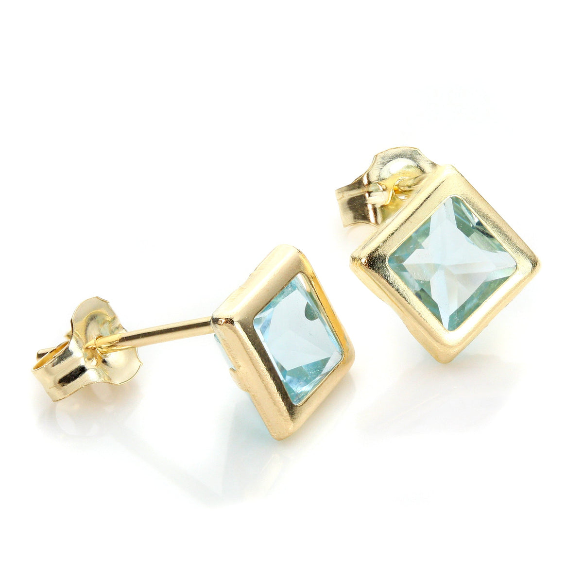 Boucles d'oreilles à tige en or jaune 9 carats avec pierres précieuses de 5 mm