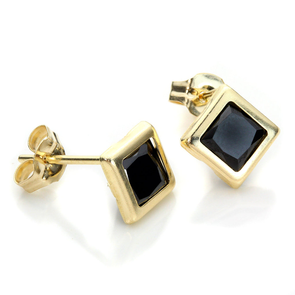 Boucles d'oreilles à tige en or jaune 9 carats avec pierres précieuses de 5 mm