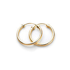 Boucles d'oreilles créoles en or jaune 9 carats avec bouchon en tube de 18 mm à 32 mm