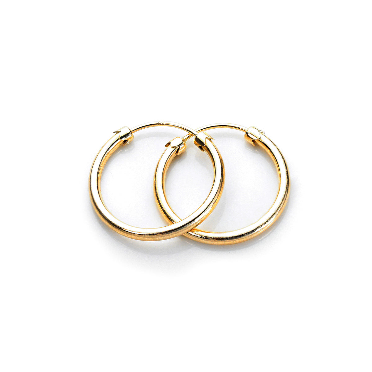 Boucles d'oreilles créoles en or jaune 9 carats avec bouchon en tube de 18 mm à 32 mm