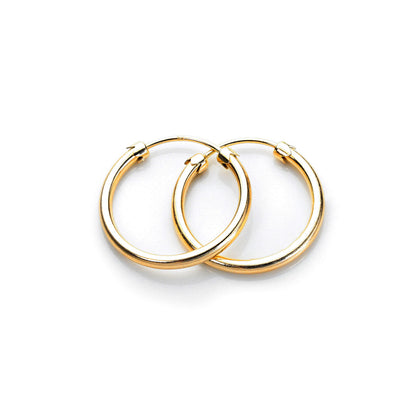 Boucles d'oreilles créoles en or jaune 9 carats avec bouchon en tube de 18 mm à 32 mm