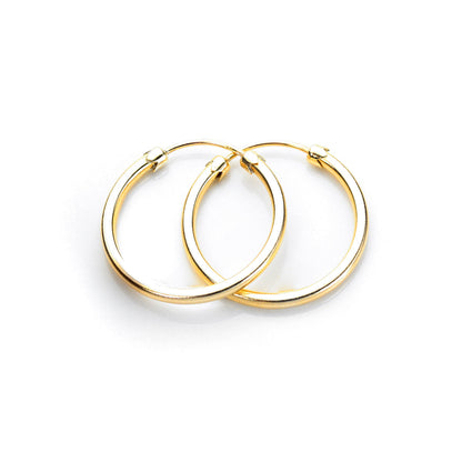 Boucles d'oreilles créoles en or jaune 9 carats avec bouchon en tube de 18 mm à 32 mm