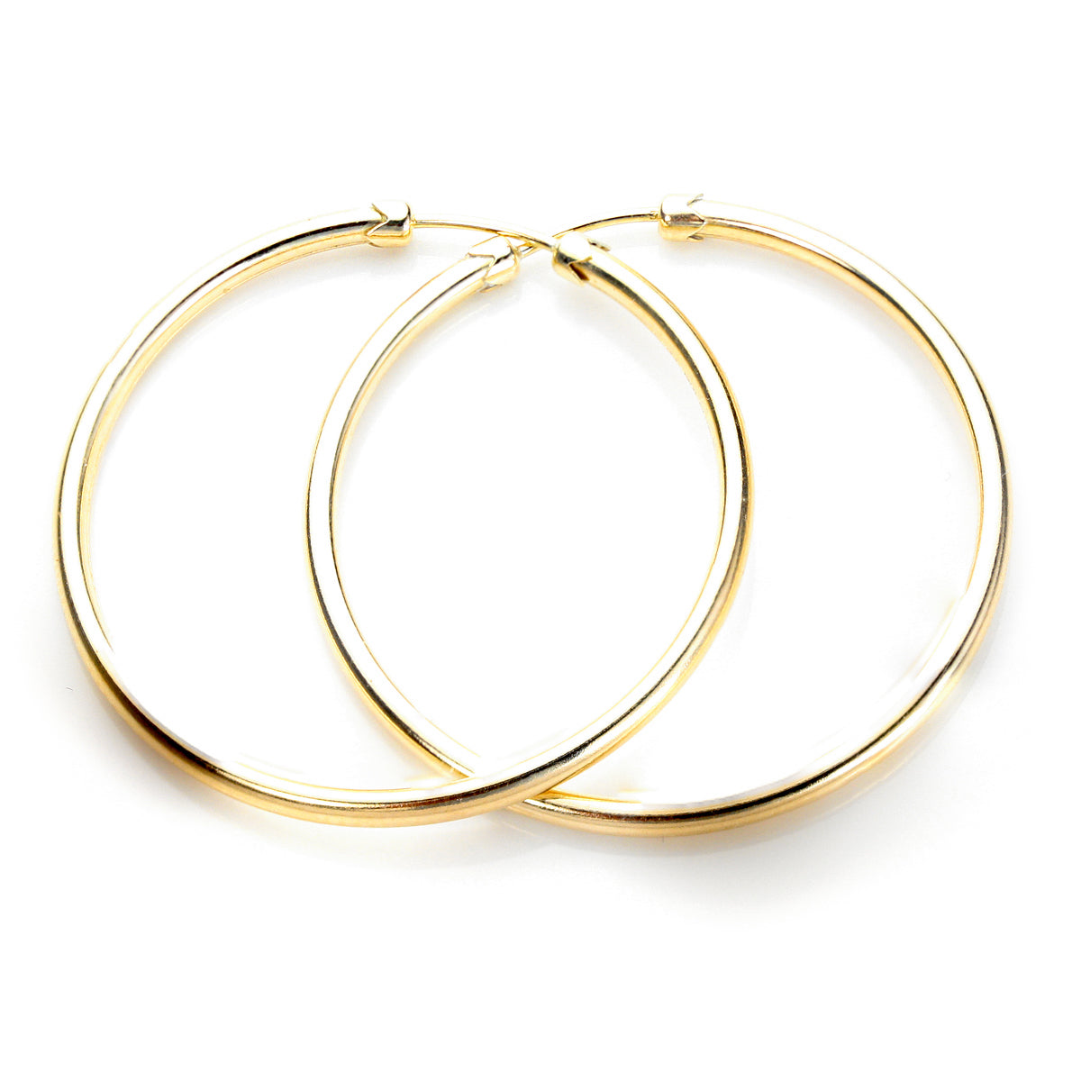 Boucles d'oreilles créoles en or jaune 9 carats avec bouchon en tube de 18 mm à 32 mm