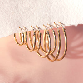 Boucles d'oreilles créoles en or jaune 9 carats avec bouchon en tube de 18 mm à 32 mm