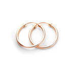Boucles d'oreilles créoles en or rose 9 carats avec bouchon en tube uni de 20 mm à 26 mm