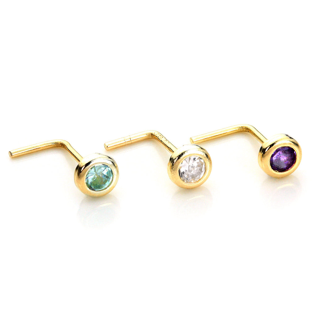 Piercing de nez rond en or jaune 9 carats avec cristal de 2,75 mm