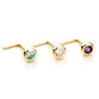 Piercing de nez rond en or jaune 9 carats avec cristal de 2,75 mm
