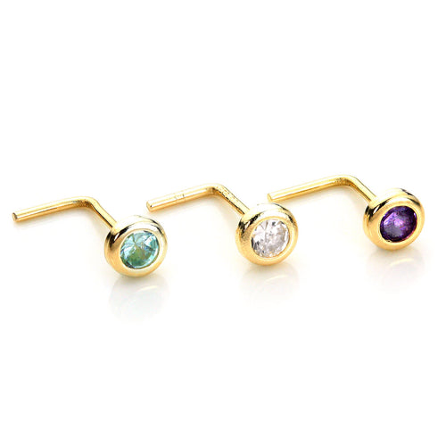 Piercing de nez rond en or jaune 9 carats avec cristal de 2,75 mm