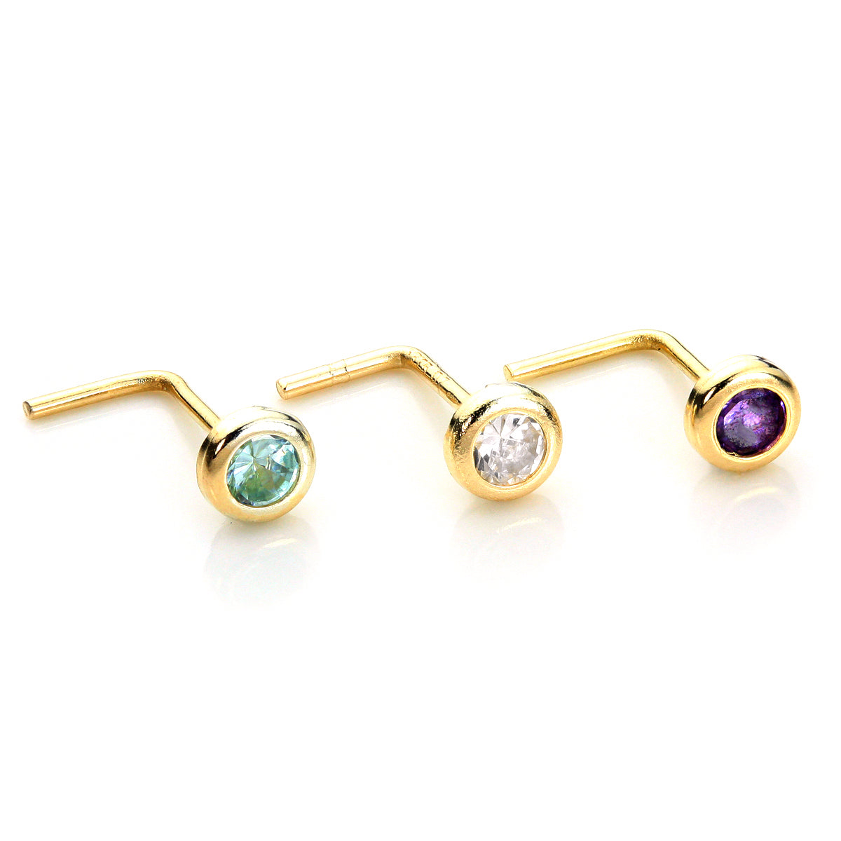 Piercing de nez rond en or jaune 9 carats avec cristal de 2,75 mm