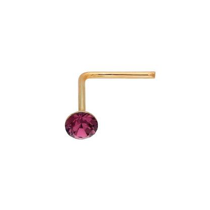 Piercing de nez en or jaune 9 carats avec cristal de 2 mm