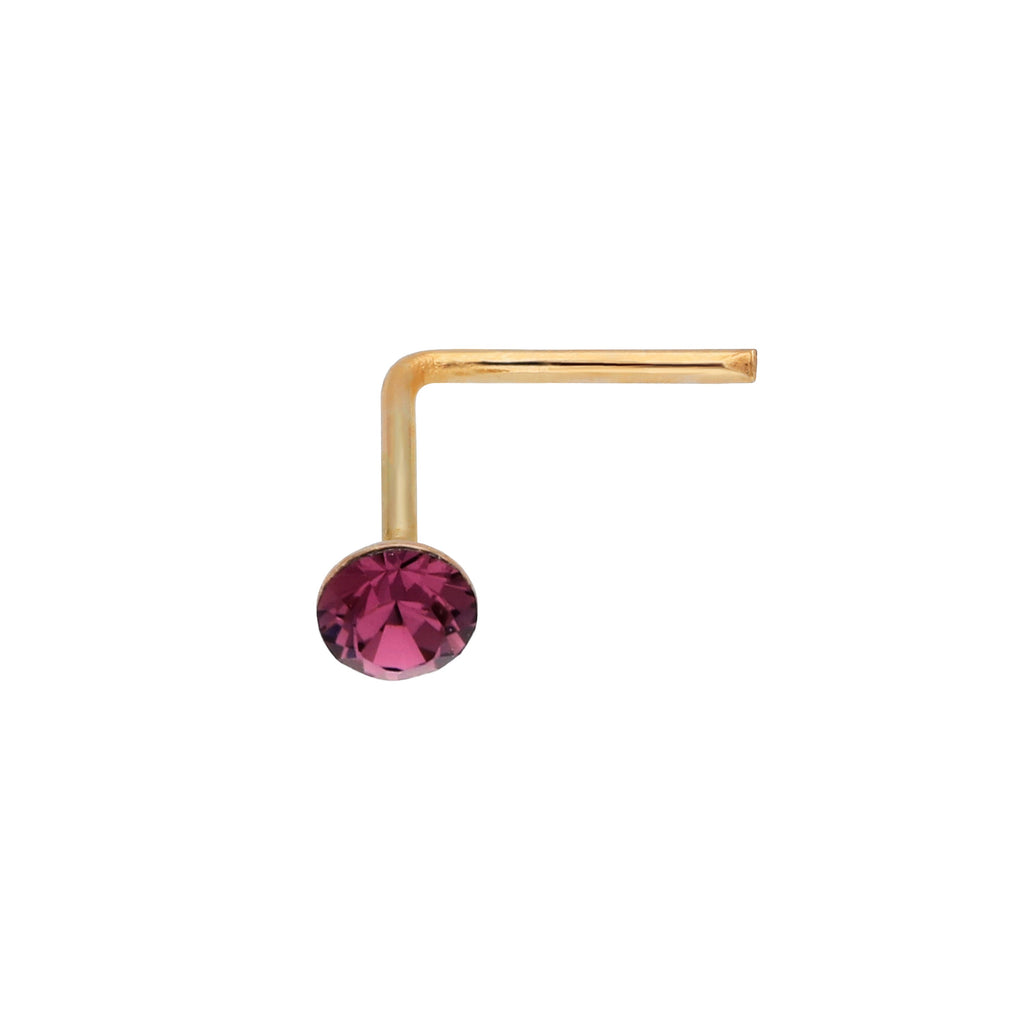 Piercing de nez en or jaune 9 carats avec cristal de 2 mm