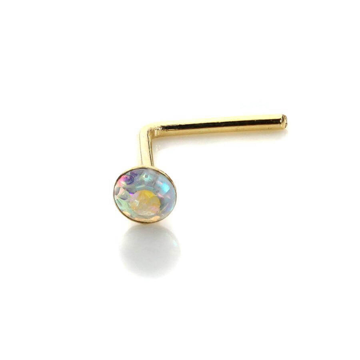 Piercing de nez en or jaune 9 carats avec cristal de 2 mm