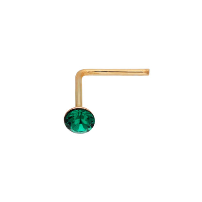 Piercing de nez en or jaune 9 carats avec cristal de 2 mm