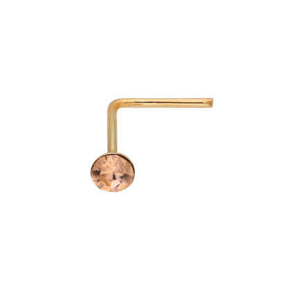 Piercing de nez en or jaune 9 carats avec cristal de 2 mm