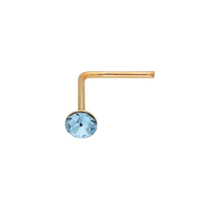 Piercing de nez en or jaune 9 carats avec cristal de 2 mm