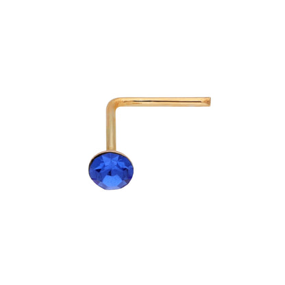 Piercing de nez en or jaune 9 carats avec cristal de 2 mm