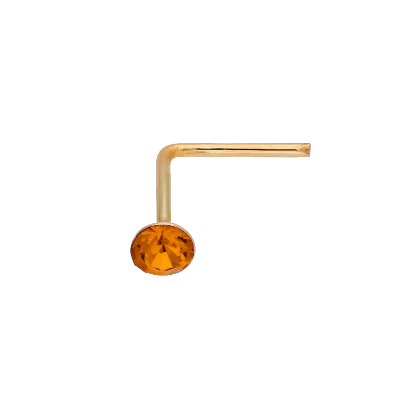 Piercing de nez en or jaune 9 carats avec cristal de 2 mm