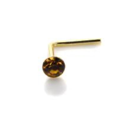 Piercing de nez en or jaune 9 carats avec cristal de 2 mm