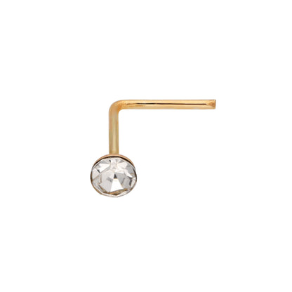 Piercing de nez en or jaune 9 carats avec cristal de 2 mm