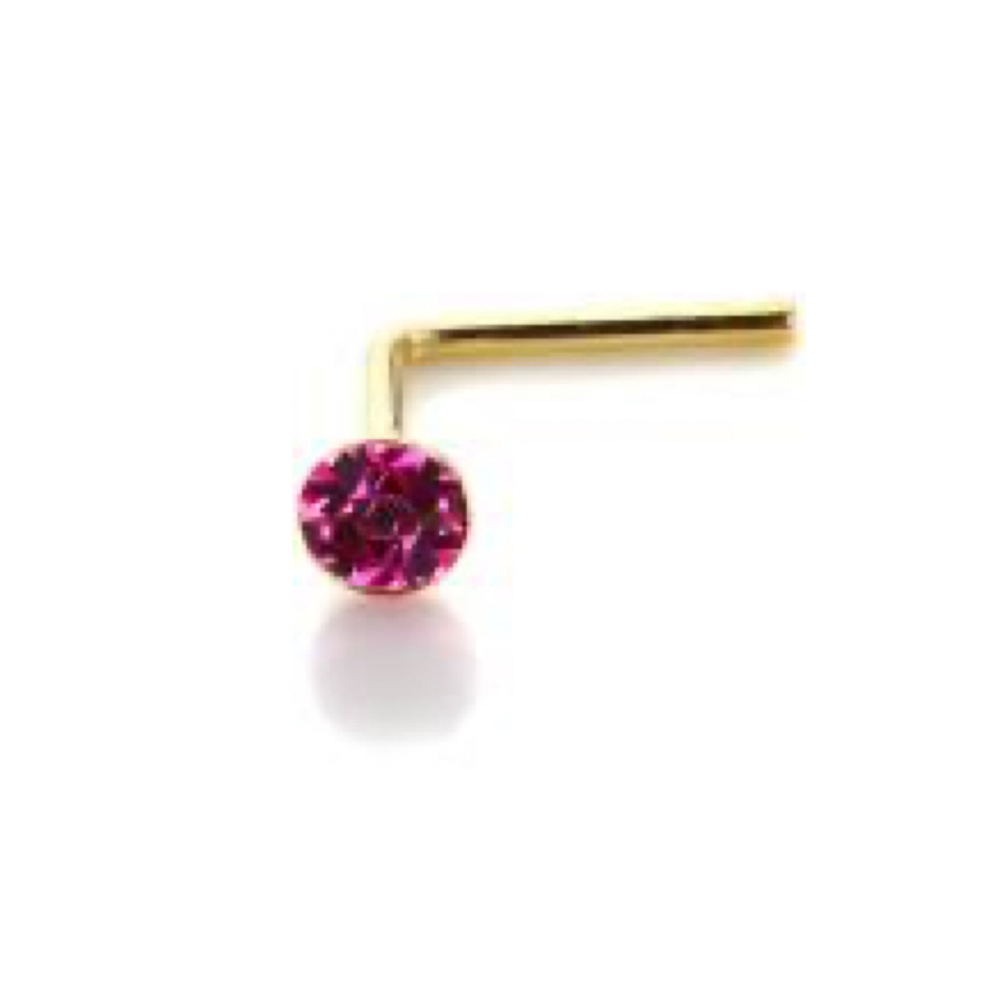 Piercing de nez en or jaune 9 carats avec cristal de 2 mm