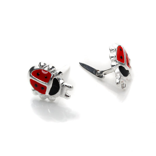 Boucles d'oreilles à tige coccinelle émaillée en argent sterling Andralok