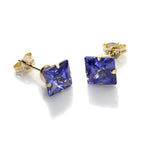Boucles d'oreilles à tige carrées en or jaune 9 carats et zircones cubiques de 6 mm