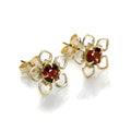 Boucles d'oreilles rondes en or jaune 9 carats avec grenat de 3,5 mm