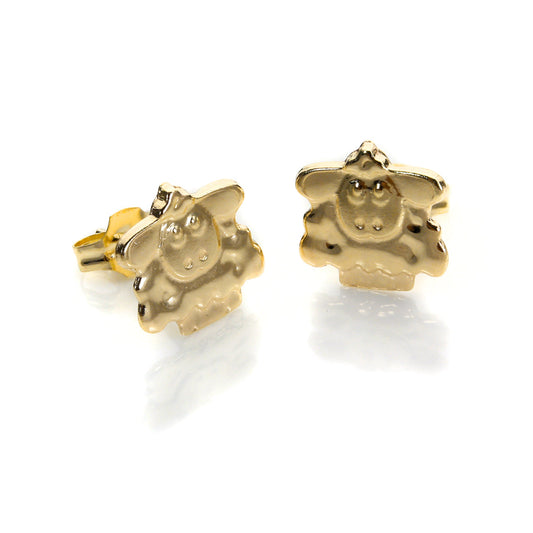 Boucles d'oreilles à tige en or jaune 9 carats en forme de mouton