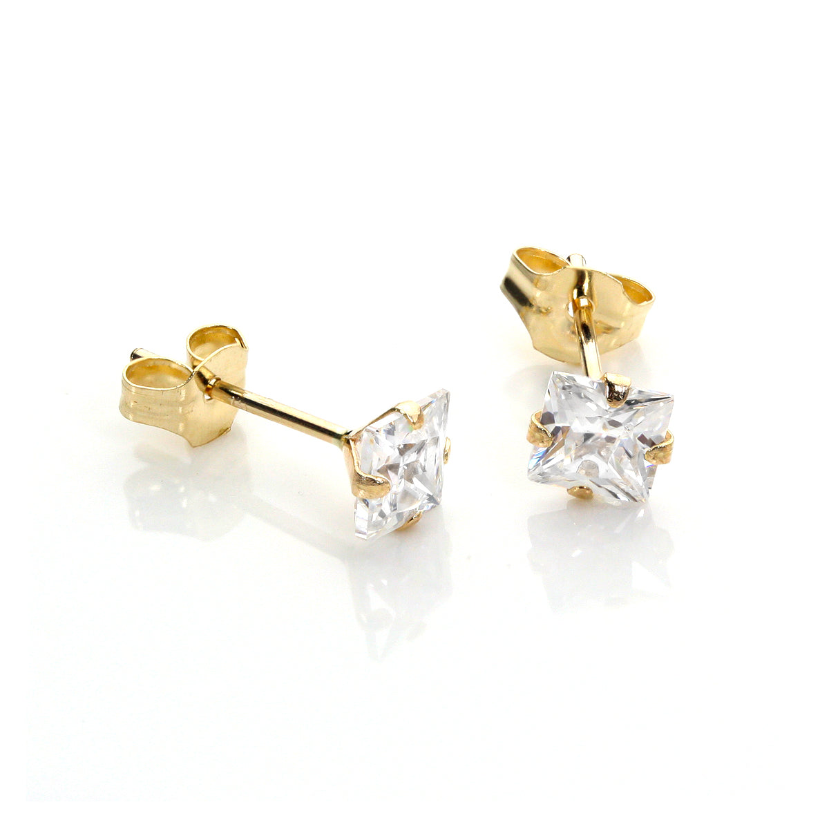 Boucles d'oreilles à tige Martini en or jaune 9 carats et zircones cubiques blancs